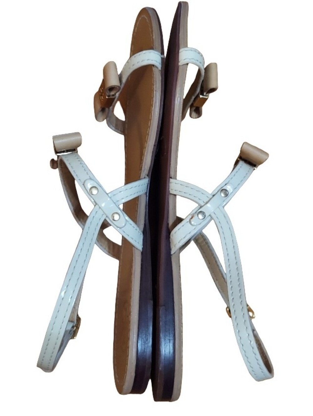 Tory Burch Kailey Bow Slingback Flat Leather Sandals In Color Iced Coffee/Bleach - Picture 9 of 15